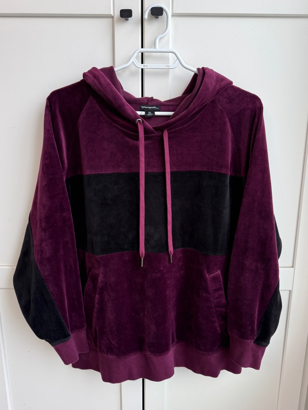Champion Elite Velour Colorblock Hoodie Y2K Sporty Streetwear Sporty Women’s XL